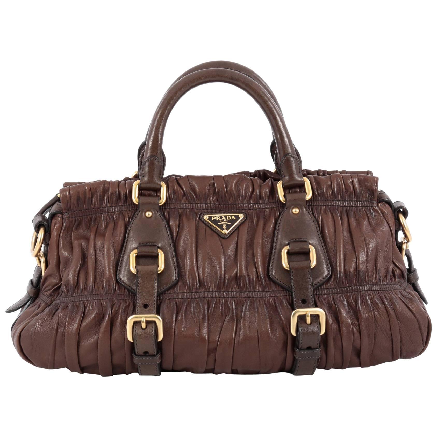 Prada Gaufre Convertible Satchel Nappa Leather Medium