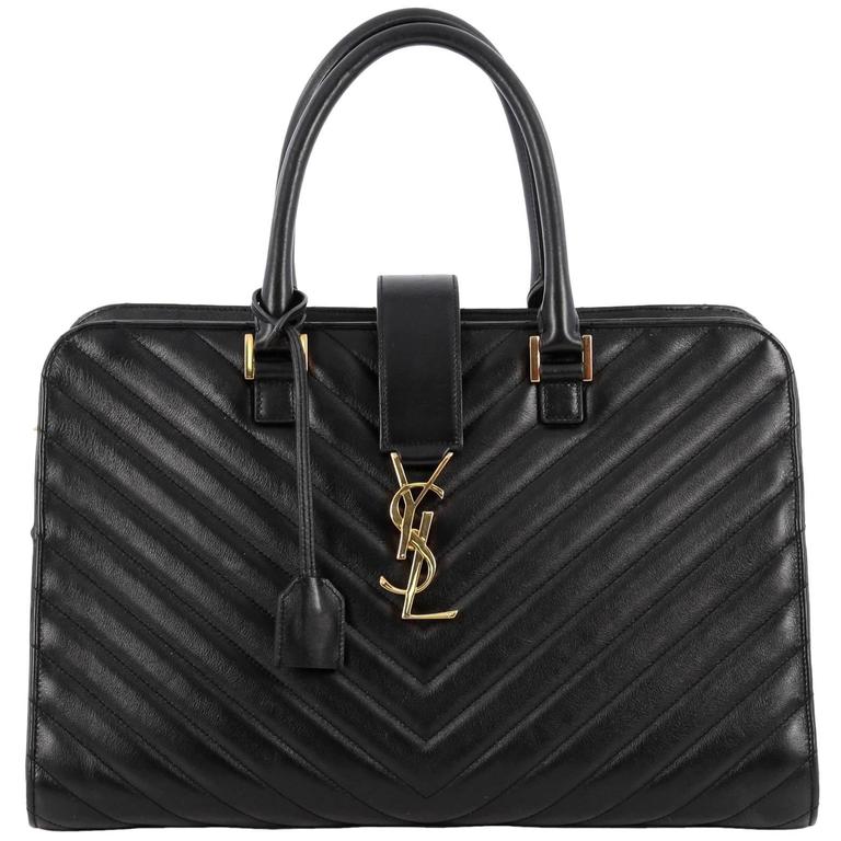 Saint Laurent - Authenticated Collége Monogramme Handbag - Leather Black Plain for Women, Very Good Condition