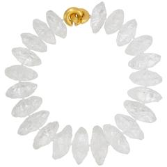 Striking Natural Rock Crystal Necklace Gilt Sterling Silver Statement Necklace 4