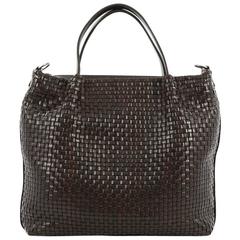Salvatore Ferragamo Convertible Zip Satchel Woven Leather Large 4