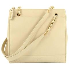 Chanel Vintage Stitched CC Shoulder Bag Caviar Medium