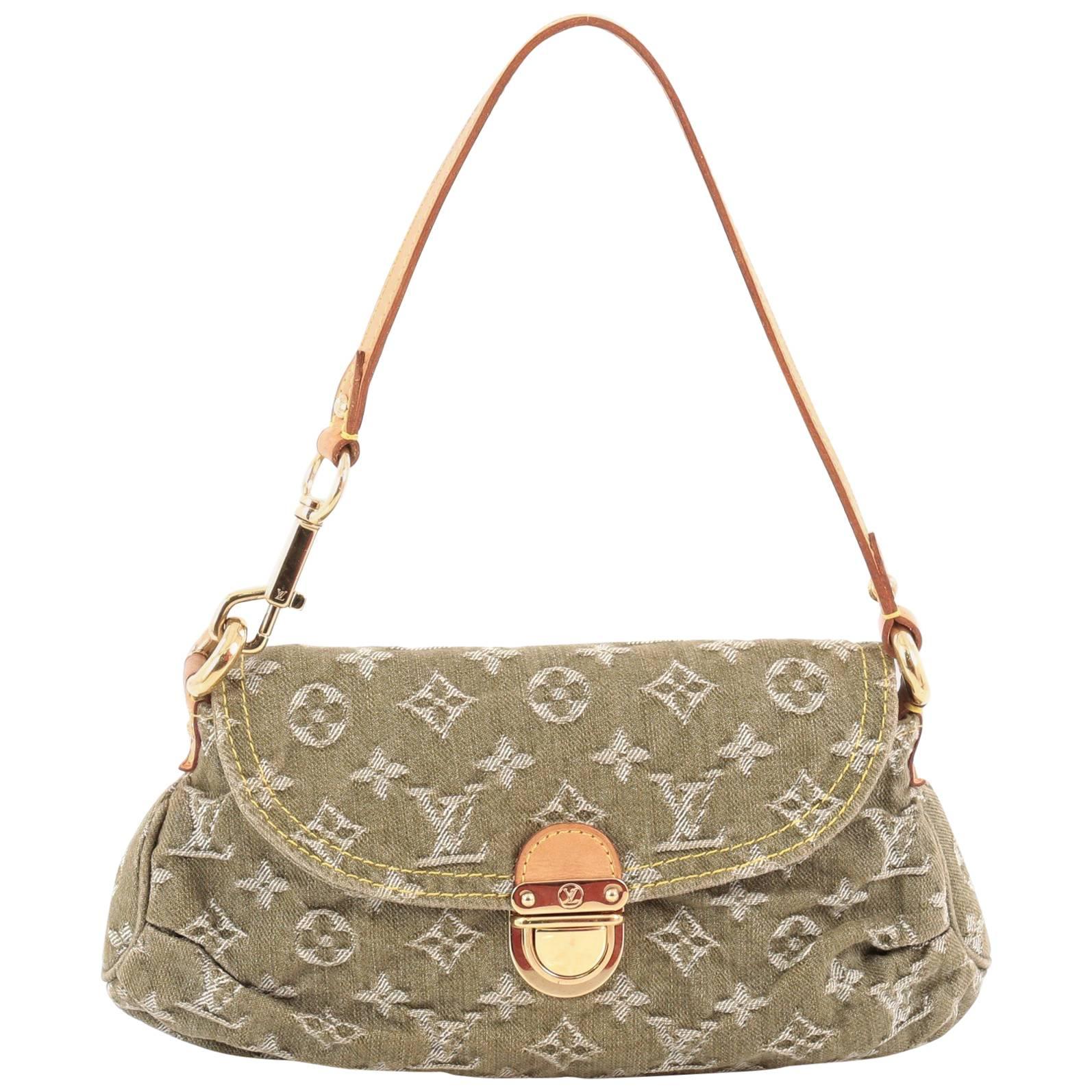  Louis Vuitton Pleaty Handbag Denim Mini