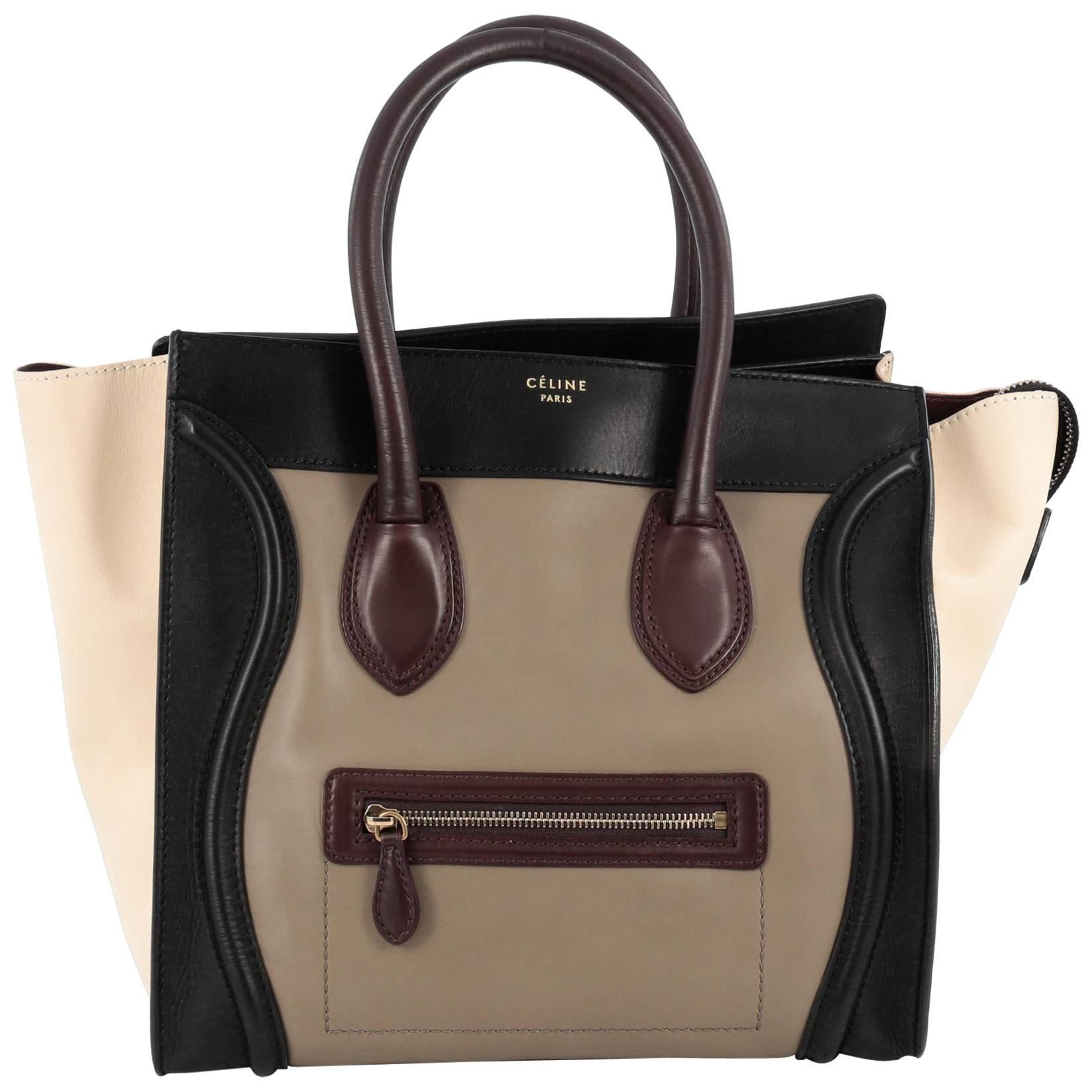 Celine Multicolor Luggage Handbag Leather Mini