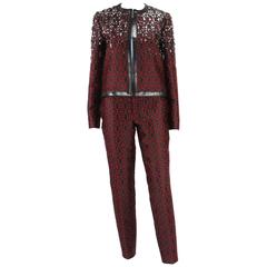 New Gucci Beaded Embellished Black Burgundy Pant Suit It. 40 - US 4/6 2