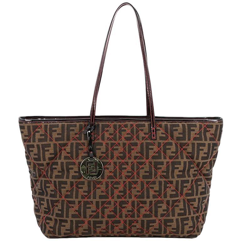 Fendi Roll Tote Quilted Zucca Canvas Large