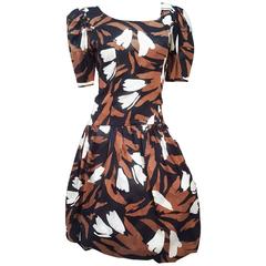 1980s Printed Jacquard Bubble Skirt Dress 9