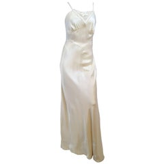 Vintage 1970s Linda Carter for Young Edwardian 30s Style Ivory Dress
