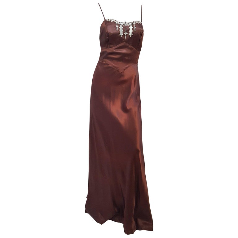 1970s Linda Carter for Young Edwardian 30s Style Brown Dress at 1stDibs |  lynda carter bob mackie, young edwardian dress, linda carter bob mackie