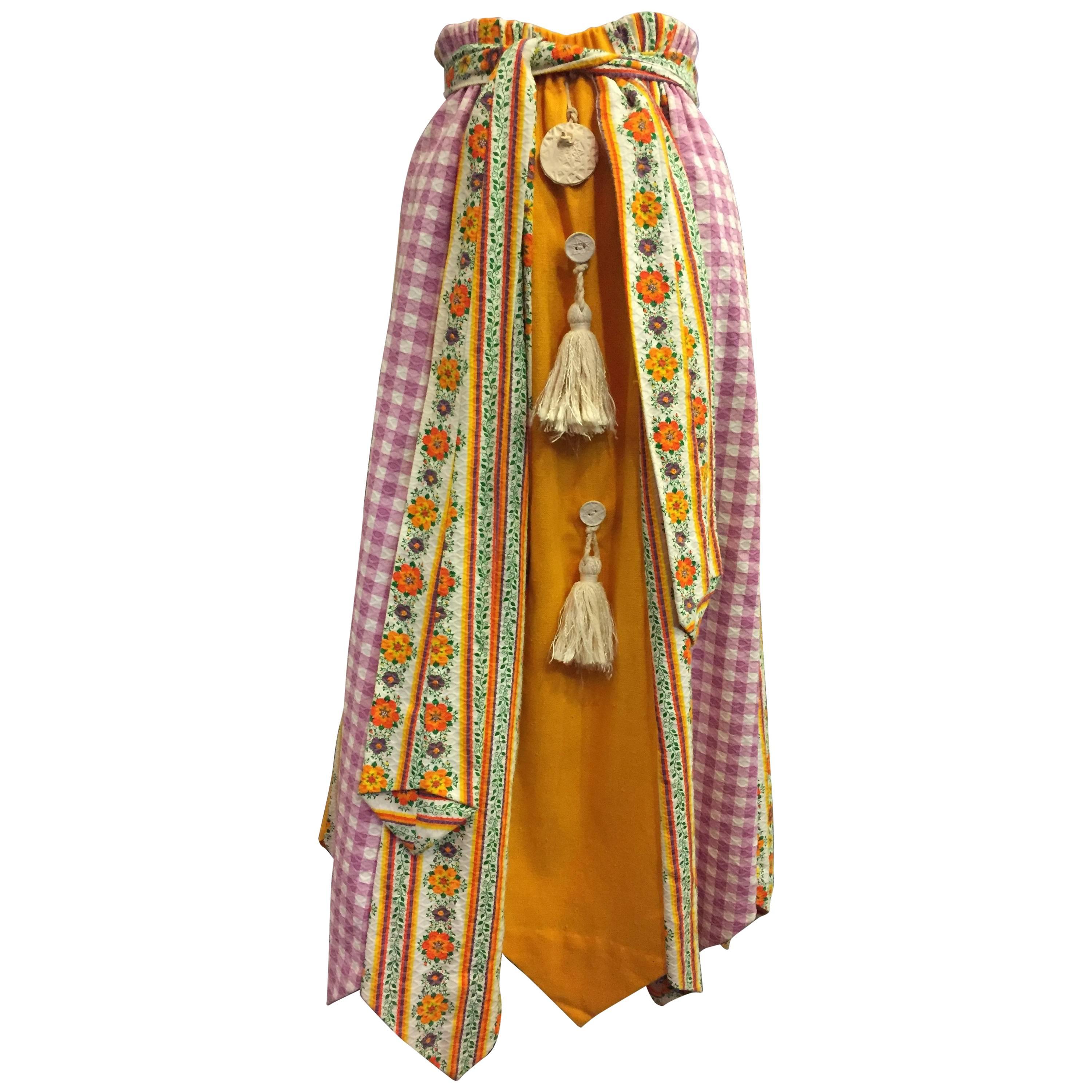 Chessa Davis Folkloric Peasant Quilted Maxi Skirt, 1970s  