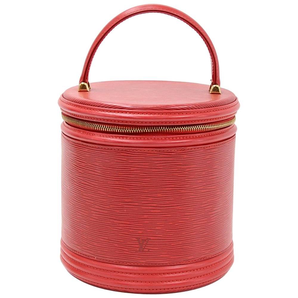 Louis Vuitton Cannes Red Epi Leather Vanity Hand Bag 