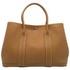 Hermes Garden Party PM Gold Brown Negonda Leather Tote Bag