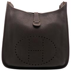 Hermes Evelyne GM Chocolat Brown Clemence Leather Shoulder Bag