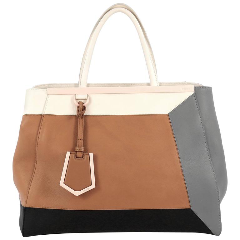 Fendi Color Block 2Jours Handbag Leather Medium at 1stDibs