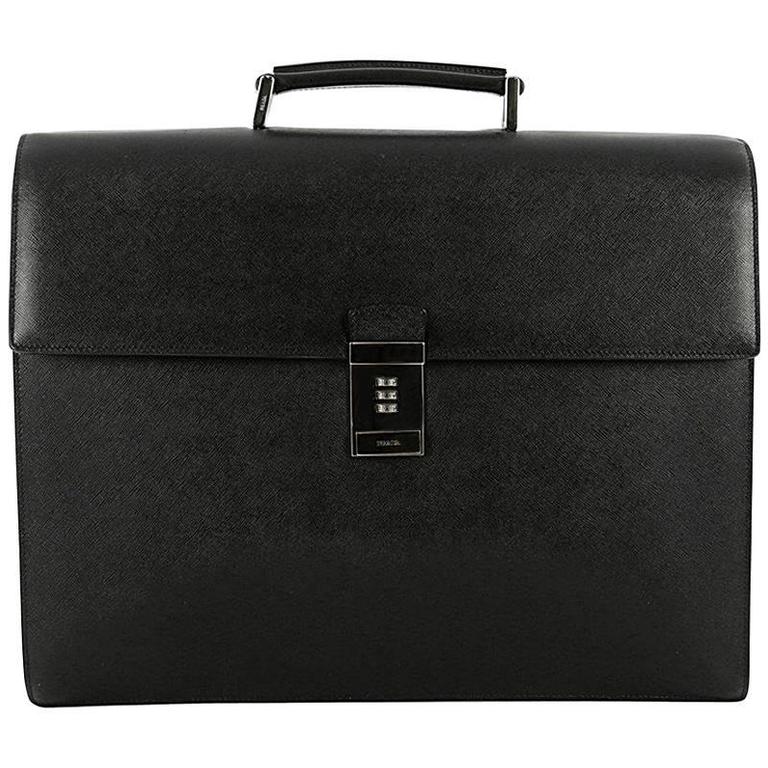 Prada Combination Lock Briefcase Saffiano Leather at 1stDibs