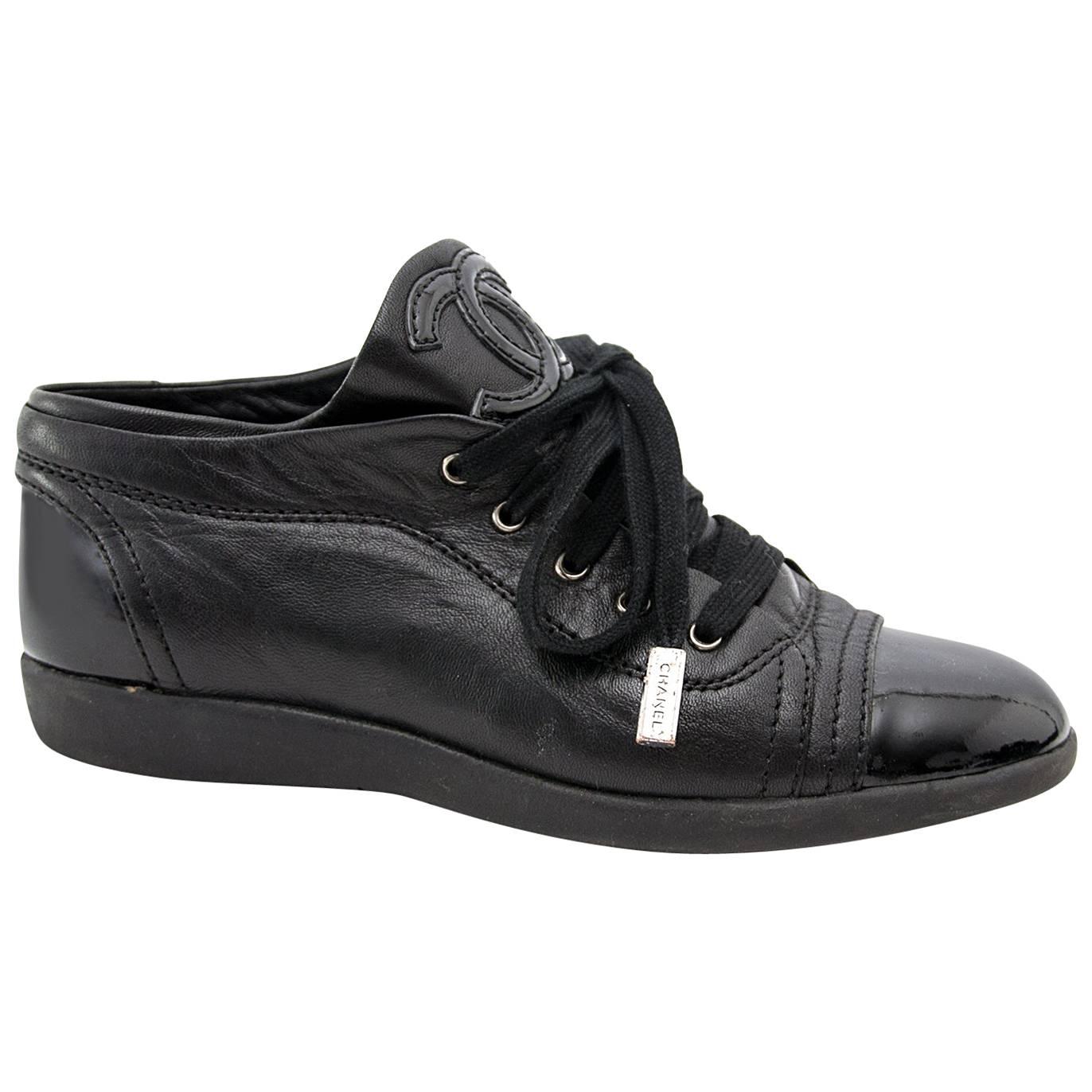 Chanel Black Leather Sneaker - Size: 36