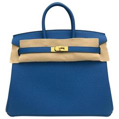 Hermes Birkin chamois & swift royal blue & Deep blue Silver Hardware 25cm  Full Handmade - lushenticbags