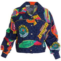 Vintage 1990s VERSACE Jeans Couture Car Logo Colorful Jacket