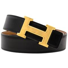 Hermès Reversible Gold/Black Constance H Belt