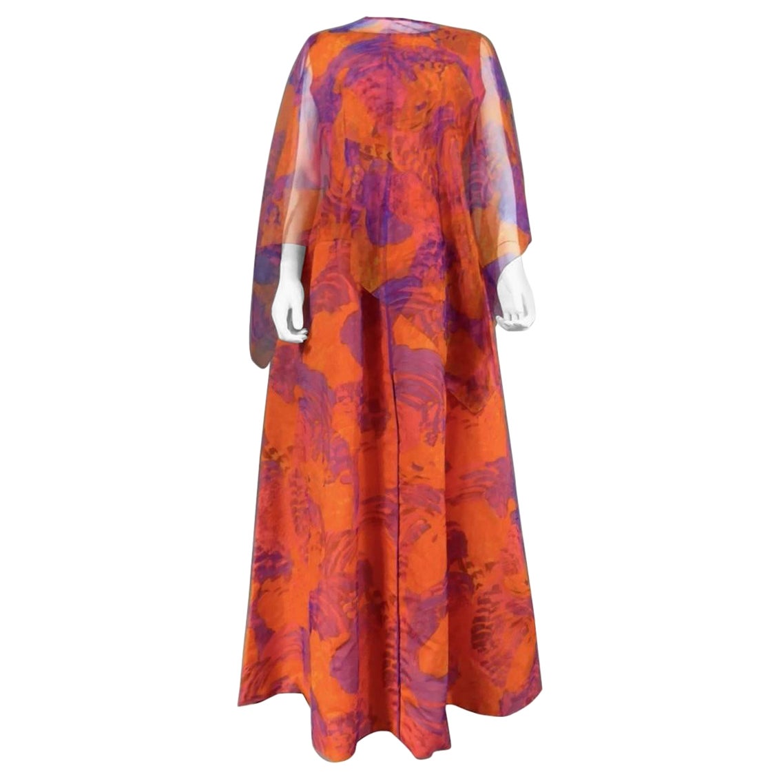A Printed Chiffon Evening Dress by Madame Grès Haute Couture Circa 1970