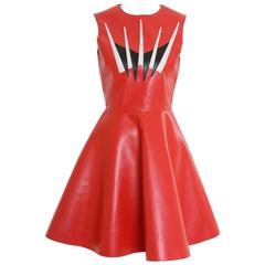 DOMENICO CIOFFI Made in Italy Red Vinyl Leather Mini Dress