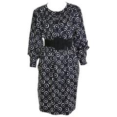 1980s YVES SAINT LAURENT Rive Gauche Black and White Cotton Dress 10