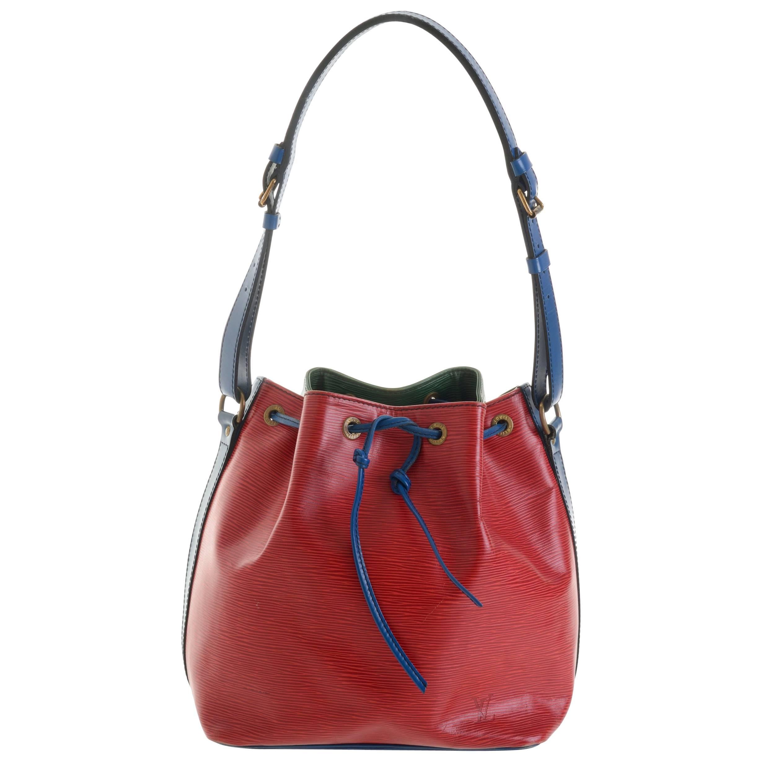 LOUIS VUITTON "Grand Noé Epi Tri-Color" Leather Shoulder Bag 