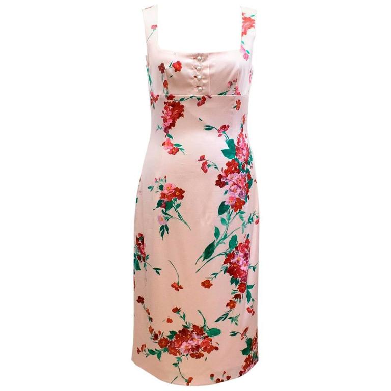 Dolce & Gabbana Black Pink Silk Applique Shift Dress