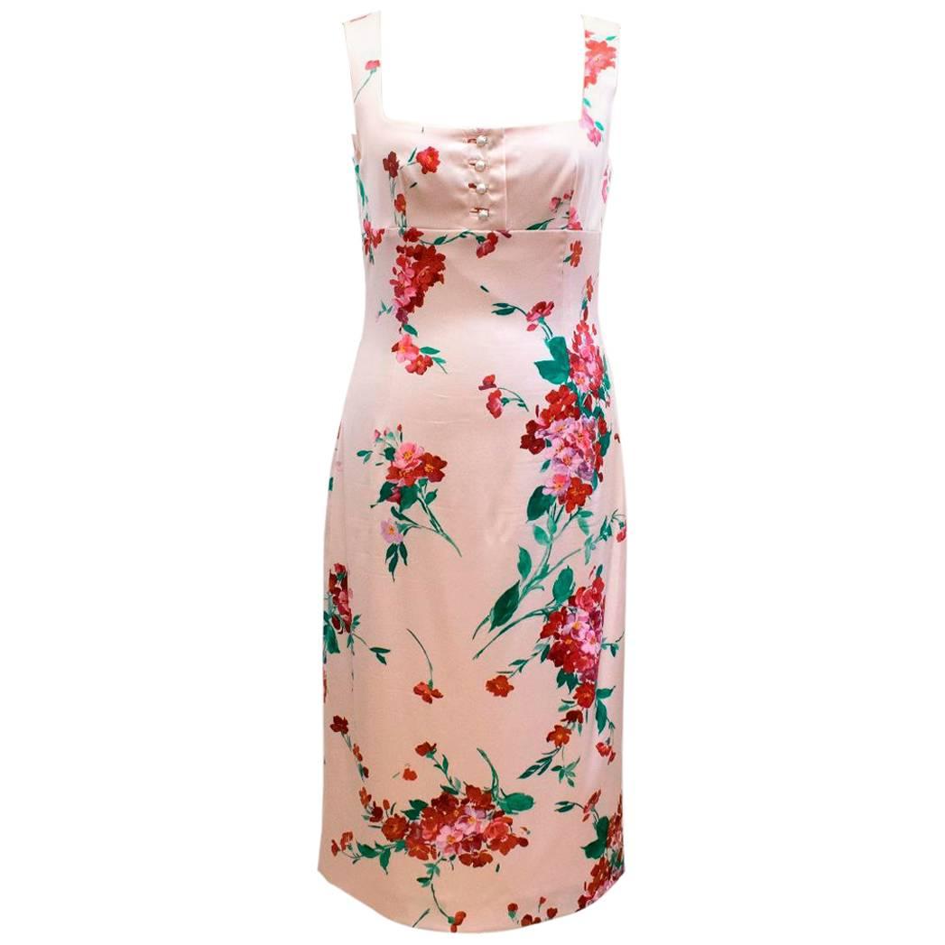 Dolce & Gabbana Pink Silk Floral Dress