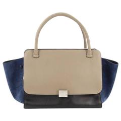 Celine Tricolor Double Zip Trapeze Handbag Leather 2
