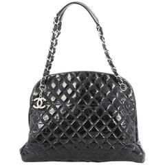 Chanel Just Mademoiselle Handbag Quilted Glazed Calfskin Large