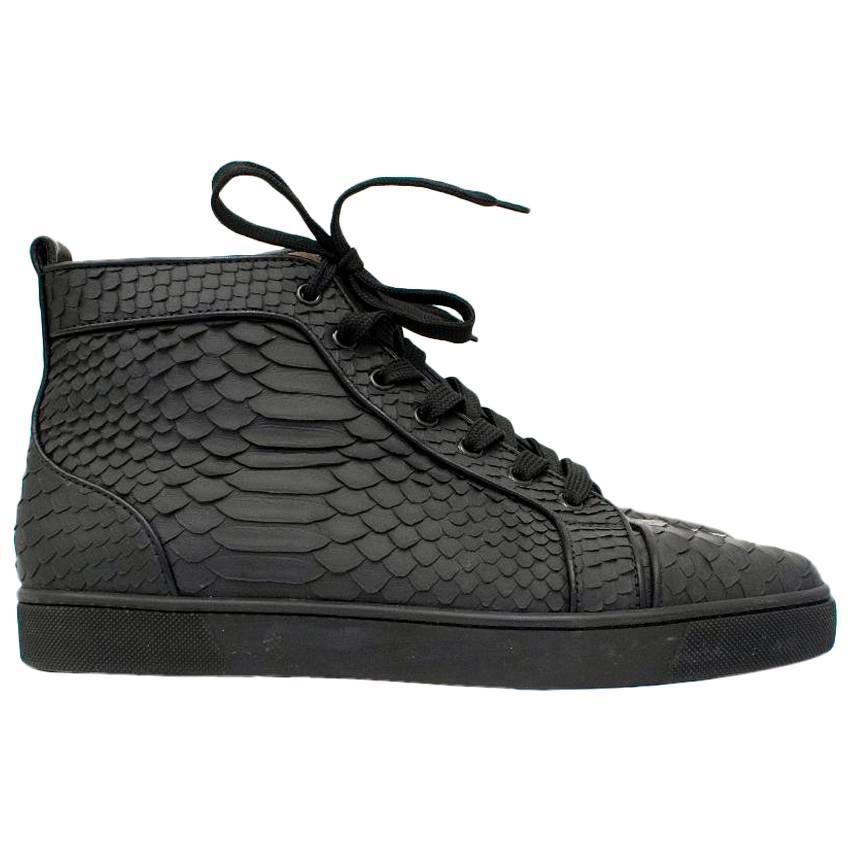 Christian Louboutin Black Python High Top Sneakers For Sale