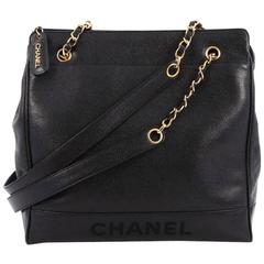 Chanel Vintage Logo Chain Tote Caviar Medium