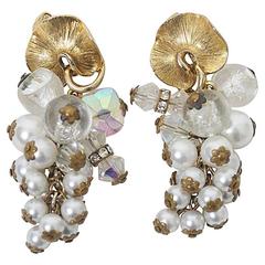 Vintage Pearl Grape Cluster Earrings
