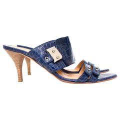 Hermes Blue Alligator Mules 5