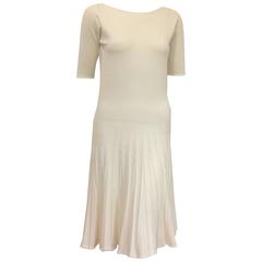 Amazing Armani Ivory Dress with Faux Pleats on Skirt and Short Sleeves 10