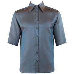 GUCCI S/S 1998 TOM FORD Iridescent Silk Blend Button Down Short Sleeve Shirt