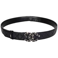 Chanel Black Quilted Leather CC Belt Sz US34/EU85 For Sale at 1stDibs ...