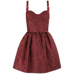 JOHN GALLIANO A/W 2010 Wine Red Floral Brocade Buckle Strap Cocktail Dress 12
