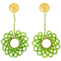1960s Beaded Drop Clip On Earrings 3