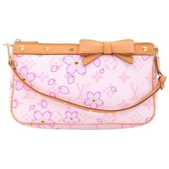 Louis Vuitton Pochette Accessories Pink Monogram Cherry Blossom Hand Bag 