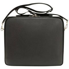 Louis Vuitton Odessa Black Taiga Leather Large Laptop Briefcase Bag + Strap 