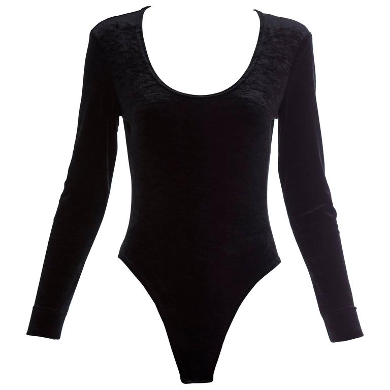Cheap And Chic By Moschino Black Nylon Spandex Velvet Bodysuit, Early 2000s  For Sale at 1stDibs | moschino bodysuits, nylon spandex bodysuit