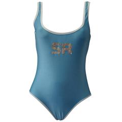 Sonia Rykiel Blue Ciel Bathing Suit Featuring Initials Logo
