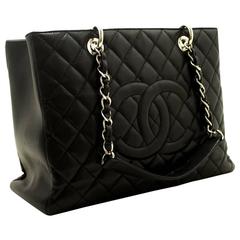 CHANEL Caviar GST 13" Grand Shopping Tote Chain Shoulder Bag Black 8