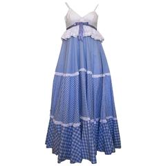 1970s Jean Varon Cotton Gingham Maxi Dress