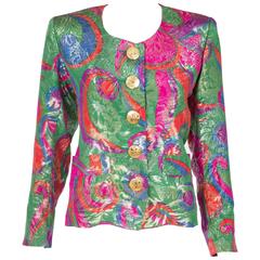 1980s Gorgeous Iconic Saint Laurent Shinny Multico Jacket 8
