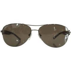 Bvlgari Silver Aviator Sunglasses with Tortoiseshell Legs 3