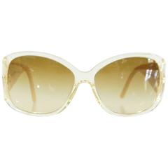 Versace Beige with White and Gold Bow Detailing Sunglasses