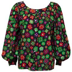 Vintage 1980s Yves Saint Laurent/YSL Wool Peasent Blouse
