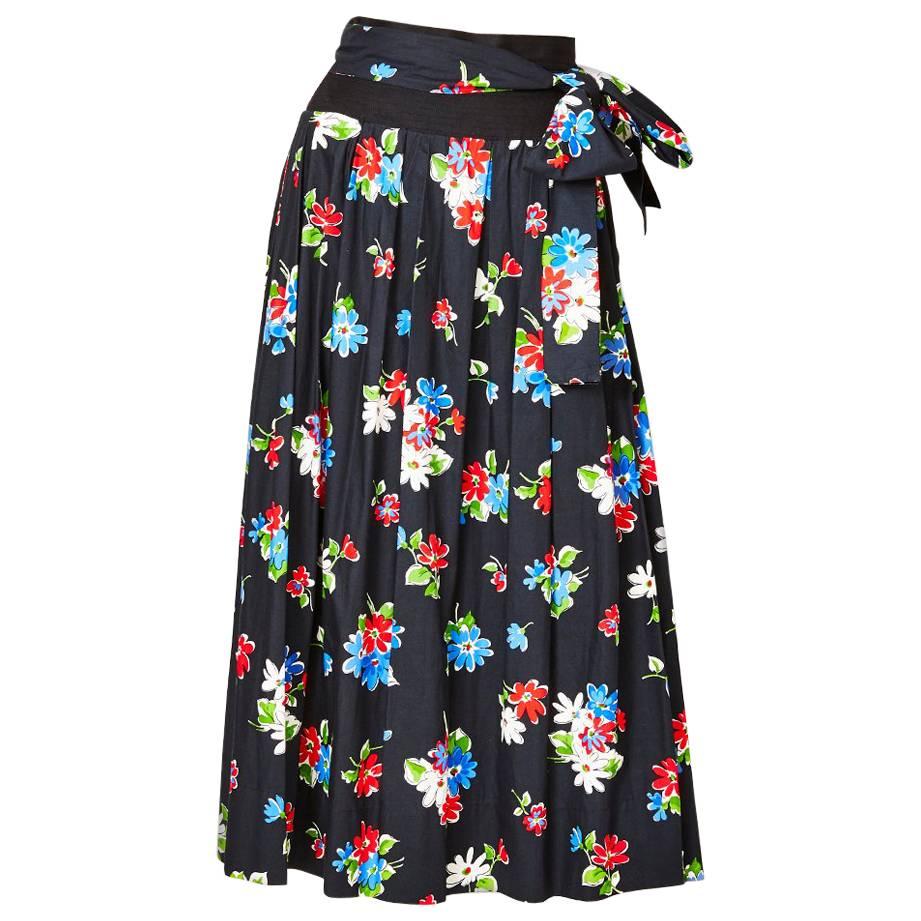 Yves Saint Laurent Floral Pattern Cotton Skirt